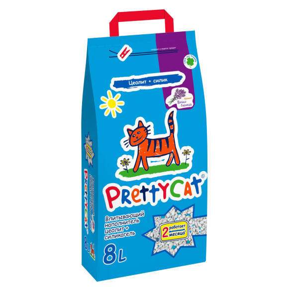 Наполнитель PrettyCat впитывающий глиняный "Naturel" с ароматом лаванды, 4кг (8л)