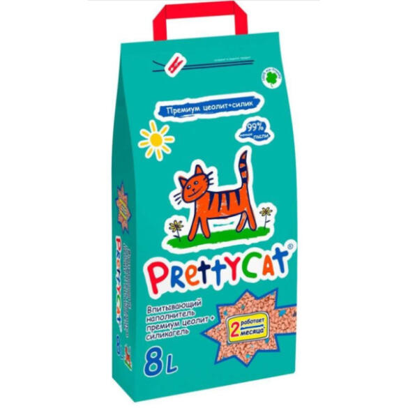Наполнитель PrettyCat впитывающий глиняный "Premium" с део-кристаллами, 4кг