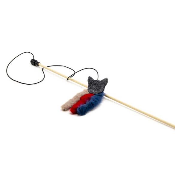Удочка-Дразнилка GoSi для кошек "Кот трихвост" 45см