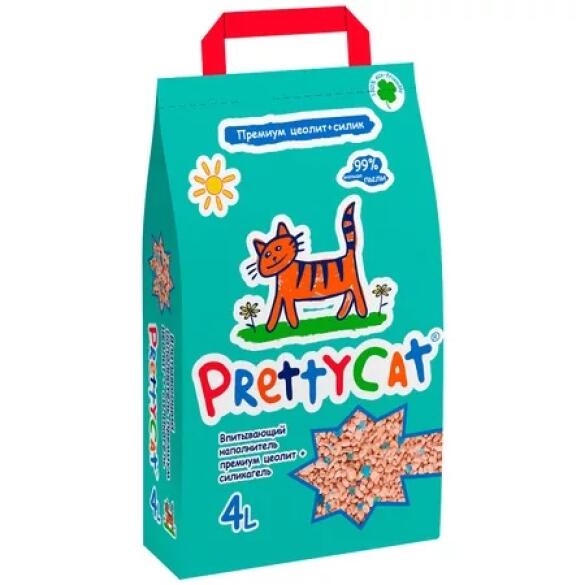 Наполнитель PrettyCat впитывающий глиняный "Premium" с део-кристаллами, 2кг (4л)