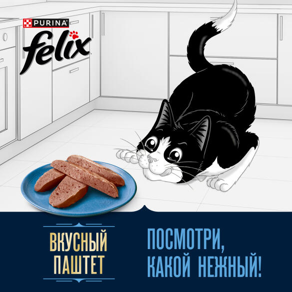 75гр Паштет для кошек FELIX с Лососем и Форелью