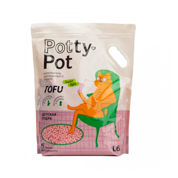 Наполнитель для кошачьего туалета Тофу Детская присыпка 6л