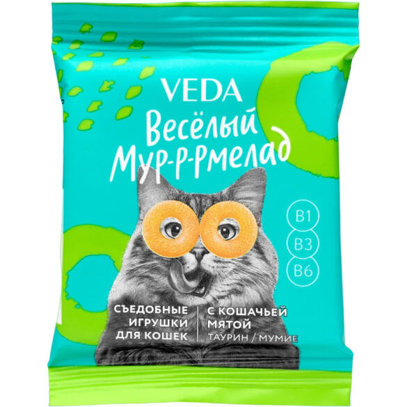 6гр Лакомство VEDA Весёлый мур-р-рмелад для кошек с Кошачей Мятой