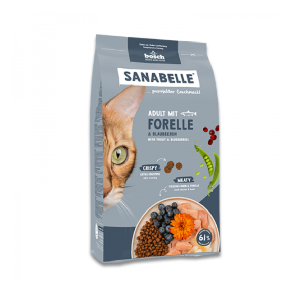 8кг Корм Bosch Sanabelle Adult mit Forelle & Blaubeeren Life для взрослых кошек с Форелью 8кг Корм Bosch Sanabelle Adult mit Forelle & Blaubeeren Life для взрослых кошек с Форелью