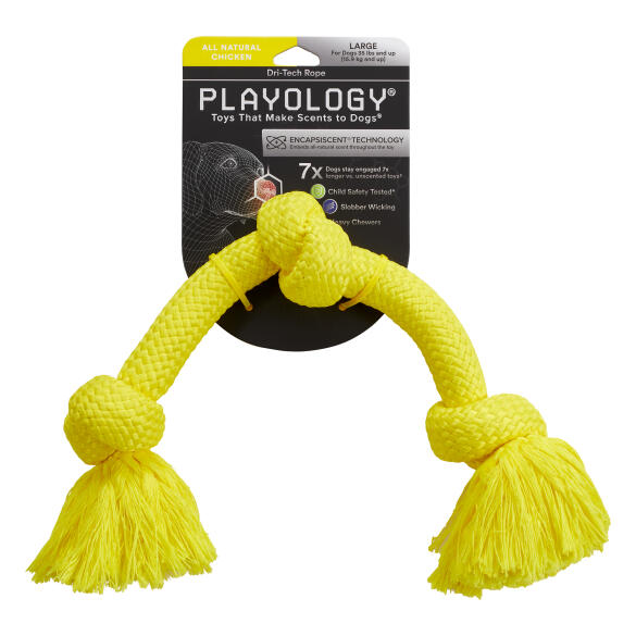 Игрушка Playology DRI-TECH ROPE жевательный канат для собак с ароматом курицы, большой, Желтый