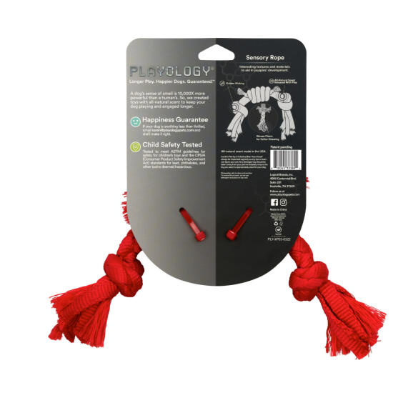 Игрушка Playology PUPPY SENSORY ROPE сенсорный канат для щенков мелких и средних пород с ароматом говядины, Красный