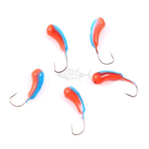 Мормышка вольфрамовая "ЯМАН" Уралка с отверстием, 1,53 г, красно-синий