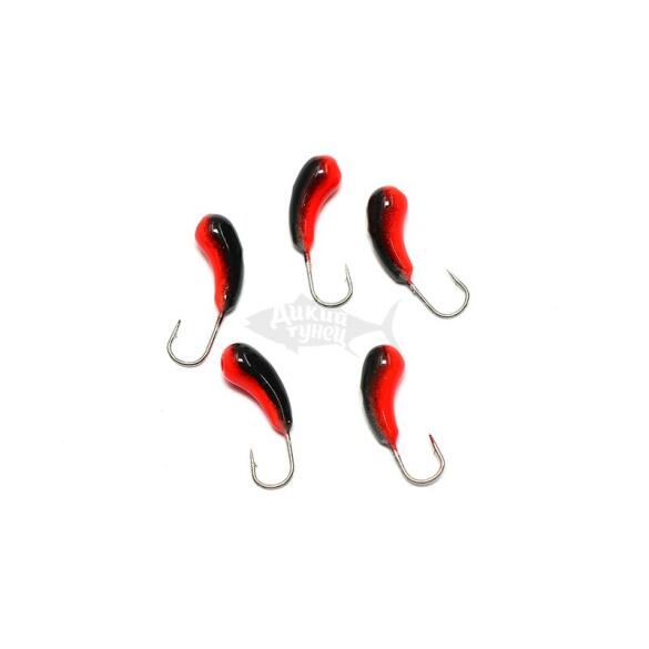 Мормышка вольфрамовая "ЯМАН"Уралка с отверстием, 1,01 г, черню-красн