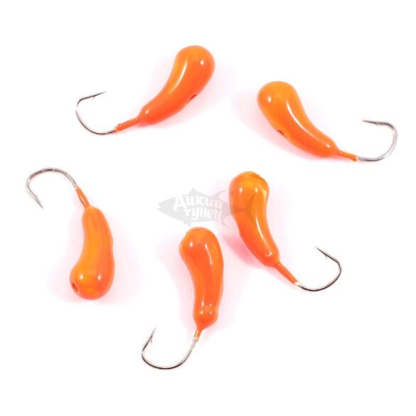 Мормышка вольфрамовая "ЯМАН"Уралка с отверстием, 0,56 г, оранж