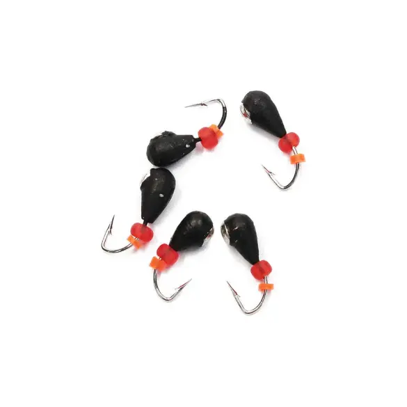 Мормышка вольфрамовая "ЯМАН" Капля с отверстием с коронкой из никеля, d-3 мм, 0,4 г, бисер и кембрик, Флуоресцентный красный