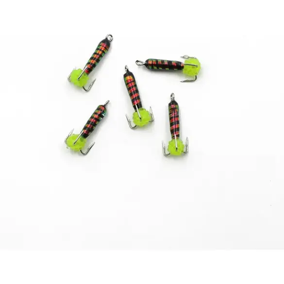 Мормышка вольфрамовая безнасадочная "ЯМАН" Черт с петлей (длинный) Малек, d-2 мм, 0,5 г, подвеска икринка Салатовая