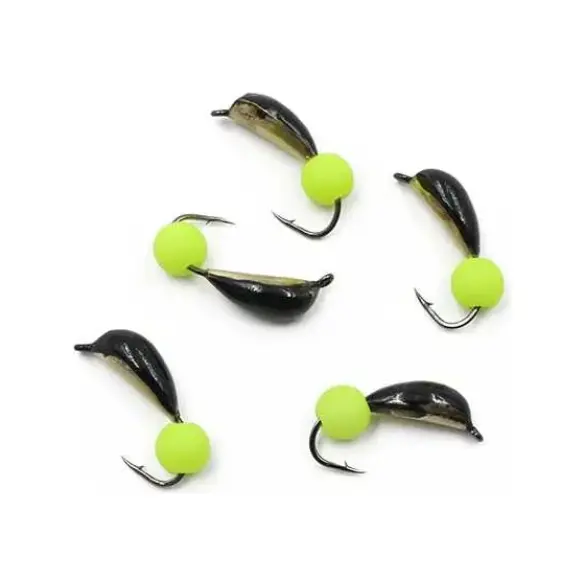 Мормышка вольфрамовая безнасадочная "ЯМАН" Малек №3, d-3 мм, L-8 мм, 0,55 г, флуоресцентный Желтый шар