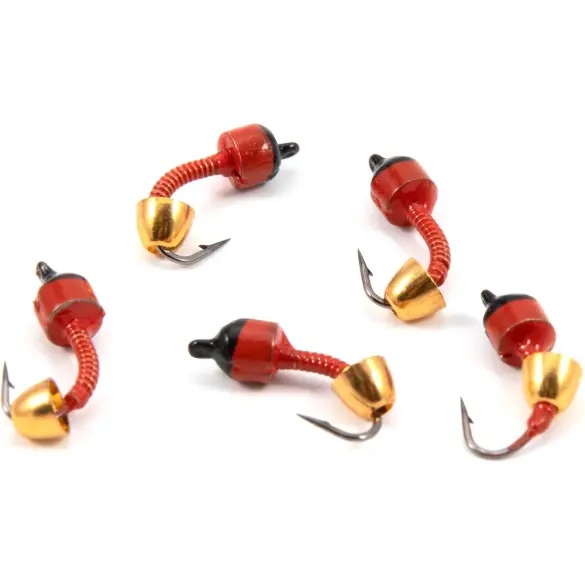 Мормышка вольфрамовая безнасадочная "ЯМАН" Лесотка №4, d-4 мм, L-10 мм, 1 г, зефир золото, Красный