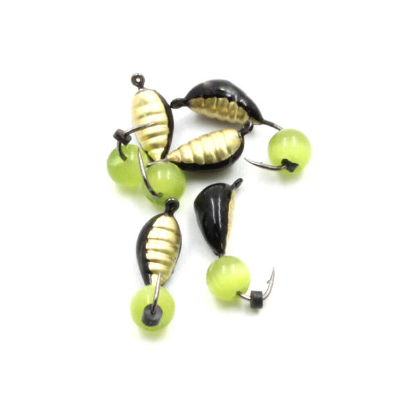 Мормышка вольфрамовая безнасадочная "ЯМАН" Жучок №3, 0,50г, кошачий глаз сверленый, Латунь