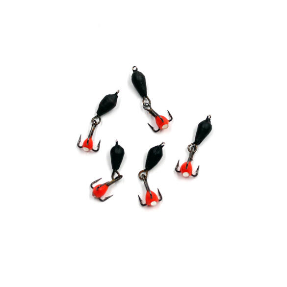 Мормышка вольфрамовая безнасадочная "ЯМАН" Дьявол с подвесным тройником, d-3 мм., 0,6 г, капля с глазком, флуоресцентный Красный