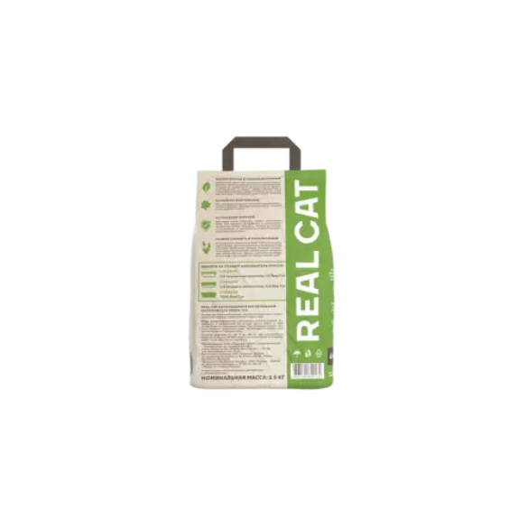 Наполнитель Real Cat TOFU green tea растительный комкующийся, Зеленый чай, 2,5кг (5л)
