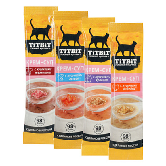 4*12гр Лакомство TitBit для кошек Двойное удовольствие 4 вкуса (новогодняя коллекция)