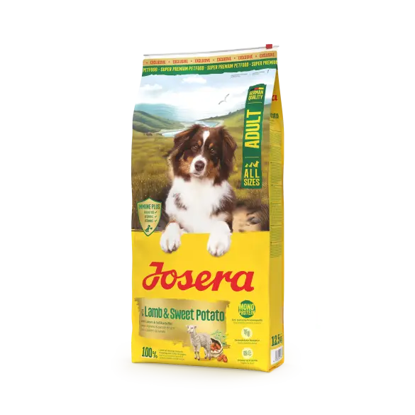 12,5кг Корм Josera Adult with Lamb&Sweet Potato (Medium/Maxi 25/16) гипоаллергенный, беззерновой для взрослых собак всех пород с пищевой аллергией с Ягнёнком и Бататом