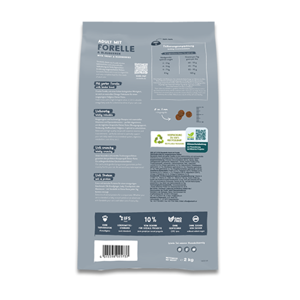 1+1 0,4кг Корм Bosch Sanabelle Adult mit Forelle & Blaubeeren Life для взрослых кошек с Форелью