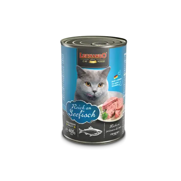 400гр Консервы Leonardo Ocean fish для взрослых кошек от года с Рыбой
