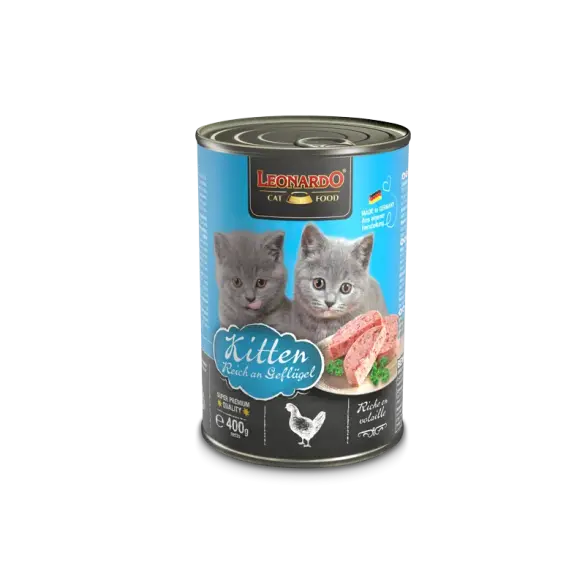 400гр Консервы Leonardo Kitten Rich in poultry для котят до года с Птицей и говядиной