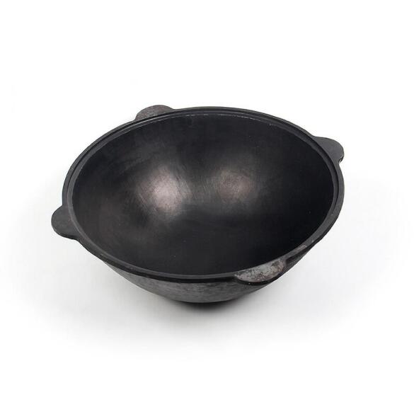 Казан узбекский чугунный с алюминиевой крышкой, с подвесной ручкой (плоское дно), 8л