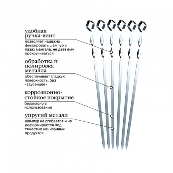 Набор шампуров FORESTER 55см, 6шт в чехле