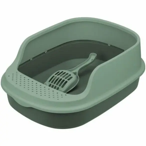 Туалет IDEA "ЛЯ-МУРР" для кошек с совком и высоким бортом Нефритовый, 48*35,5см