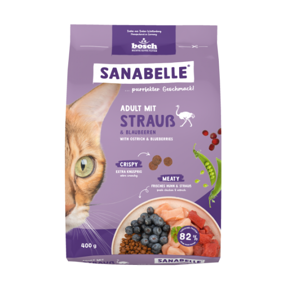 8кг Корм Bosch Sanabelle Adult with ostrich для взрослых кошек со Страусом
