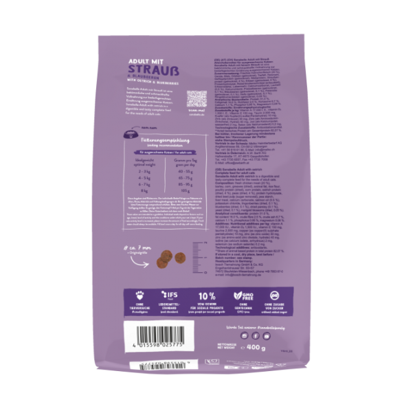 8кг Корм Bosch Sanabelle Adult with ostrich для взрослых кошек со Страусом