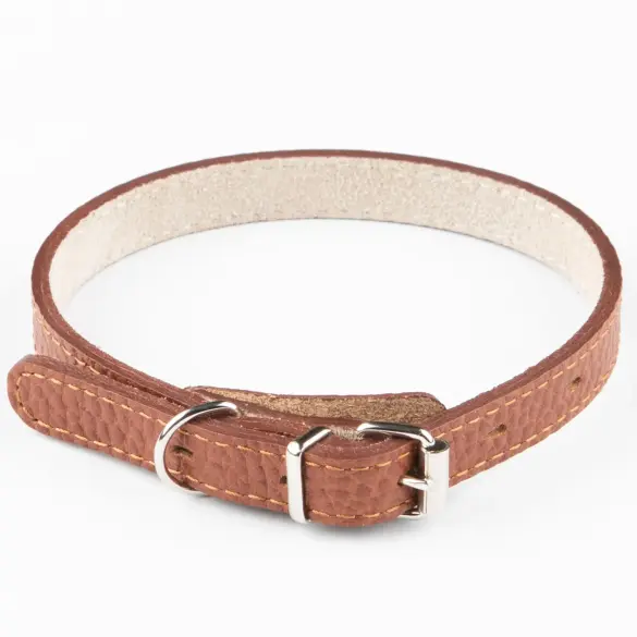 Ошейник Mr.Kranch для собак из натуральной кожи Коричневый, 17-20см