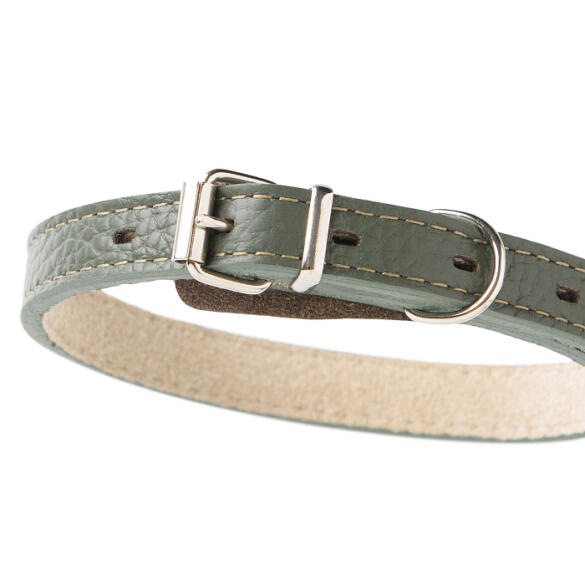 Ошейник Mr.Kranch для собак из натуральной кожи Оливковый, 20-25см