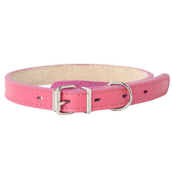 Ошейник Mr.Kranch для собак из натуральной кожи Розовый, 24-30см