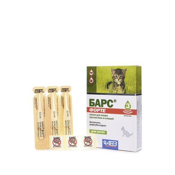 Капли на холку БАРС Форте АВЗ от блох и клещей для котят, 1шт