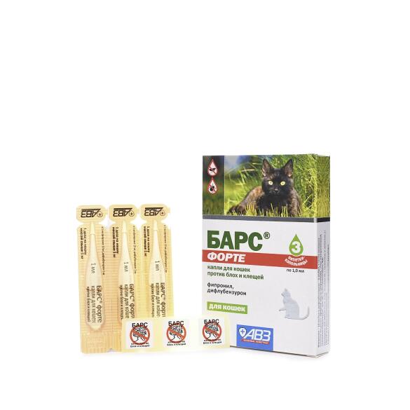 Капли на холку БАРС Форте АВЗ от блох и клещей для кошек, 1шт