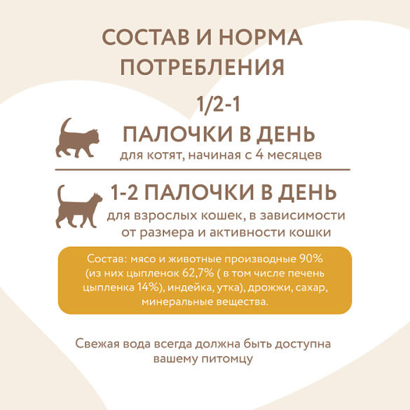 5гр*3шт Лакомство Мнямс "Лакомые палочки" для кошек с Цыпленоком и Печенью