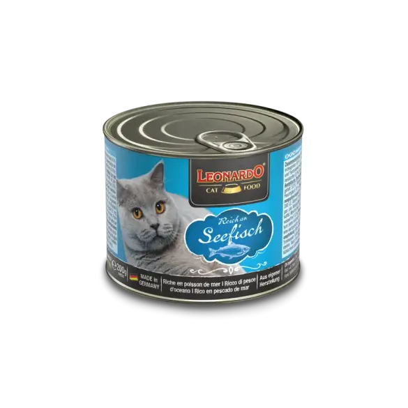 200гр Консервы Leonardo Ocean fish для взрослых кошек от года с Рыбой