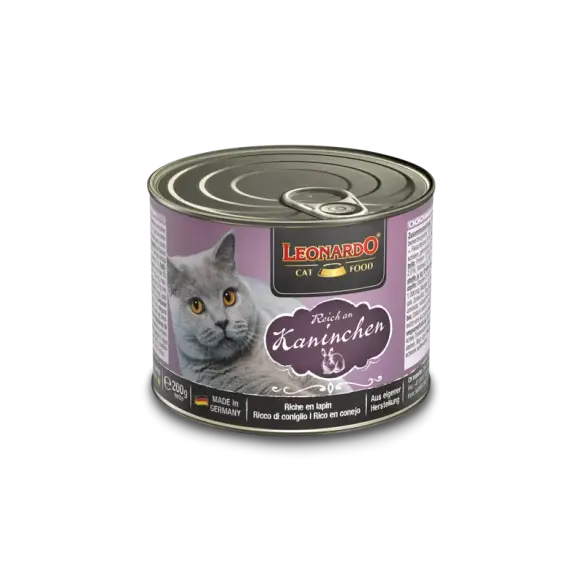 200гр Консервы Leonardo Rabbit для взрослых кошек от года с Кроликом
