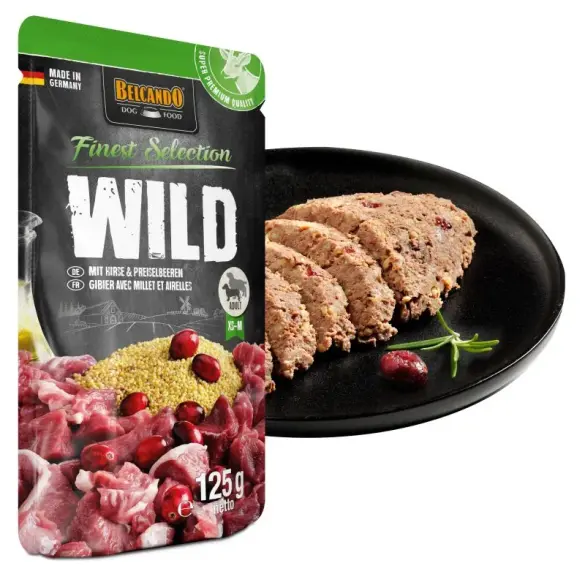 125гр Влажный корм Belcando Venison with millet & Lingonberries для взрослых собак средних и крупных пород с Дичью, просом и брусникой