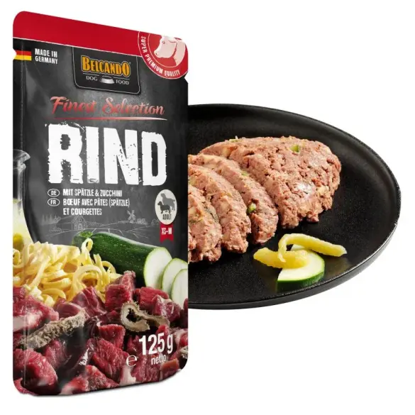 125гр Влажный корм Belcando Beef with Spaetzle & courgette для взрослых собак мелких и средних пород с Говядиной и лапшой цукини