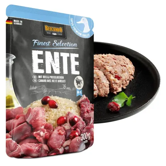 125гр Влажный корм Belcando Duck with rice & lingonberry для взрослых собак средних и крупных пород с Уткой, рисом и брусникой