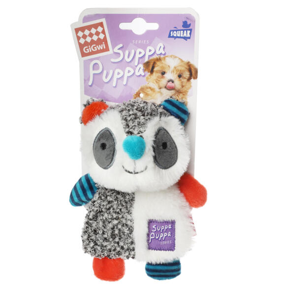 Игрушка Gigwi для маленьких собак "Енот с пищалкой", 17,5см