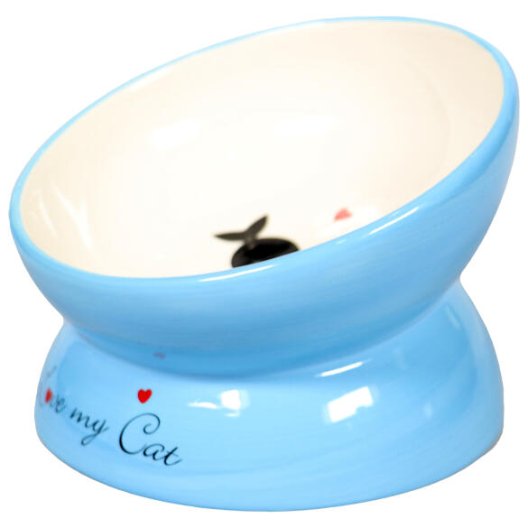 Миска Mr.Kranch на подставке для кошек керамическая Голубая, 120мл