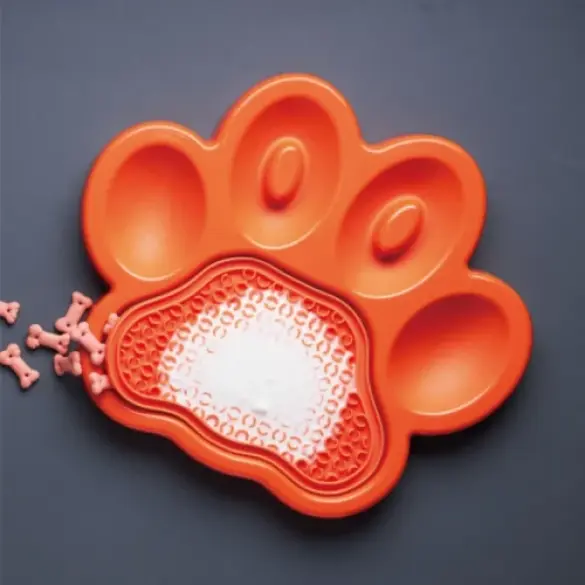 Миска PetDreamHouse "Лапа" для медленного кормления 2в1, 36*30*3см, оранжевая, 540гр