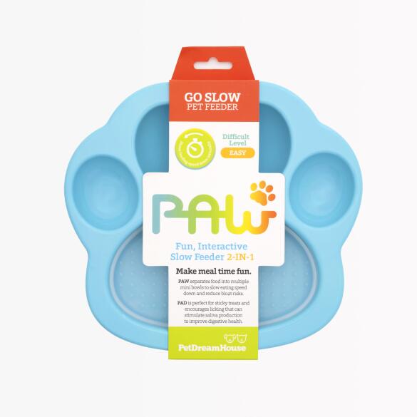 Миска PetDreamHouse "Лапа" для медленного кормления 2в1, 20*18*3см, голубая, 200гр