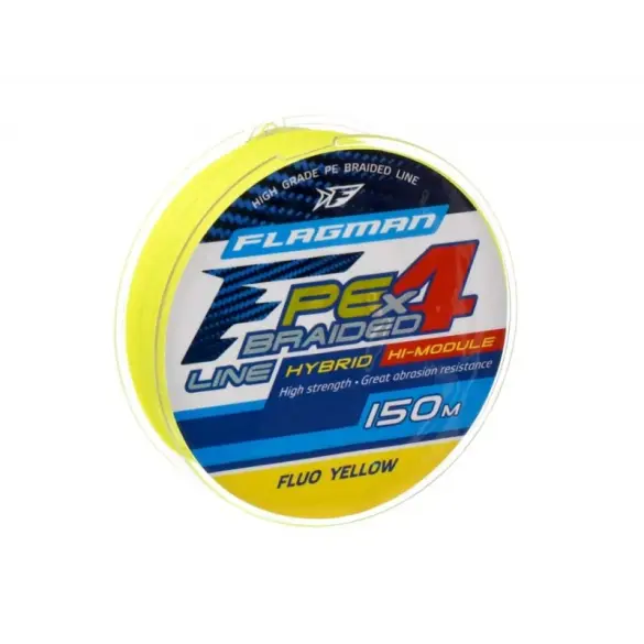 Плетеный шнур FLAGMAN PE Hybrid F4 0,32 мм 150м, FluoYellow 18.2кг/40lb