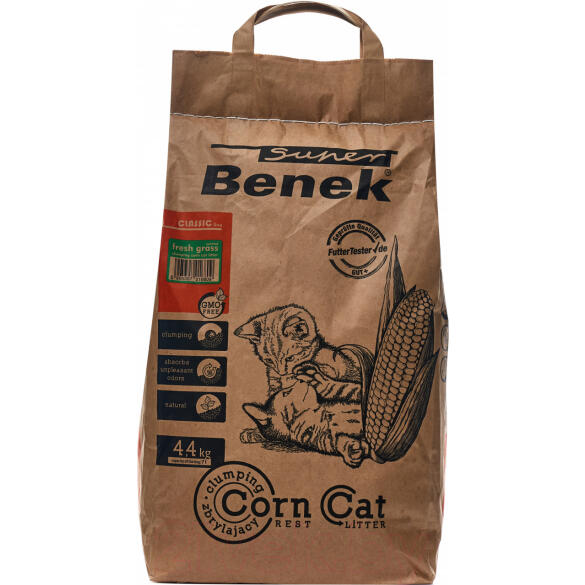 Наполнитель комкующийся S Benek Corn Cat Natural Свежая трава, 14л (9,6кг)