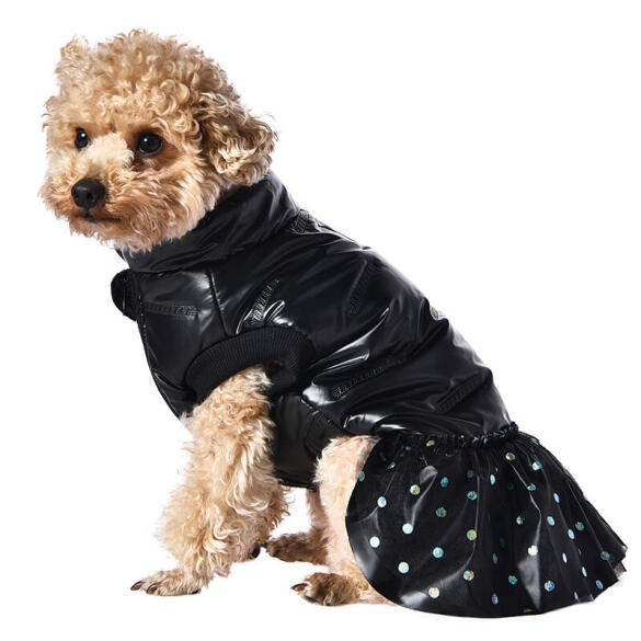 Попона утеплённая Triol BE TRENDY для собак с юбкой "Звезда диско" Чёрная L, 35см