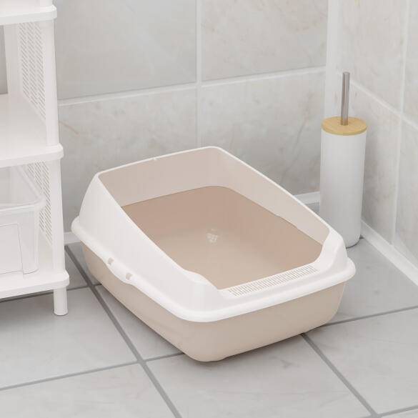 Лоток ALTA для кошек с высоким бортом Бежевый&Белый