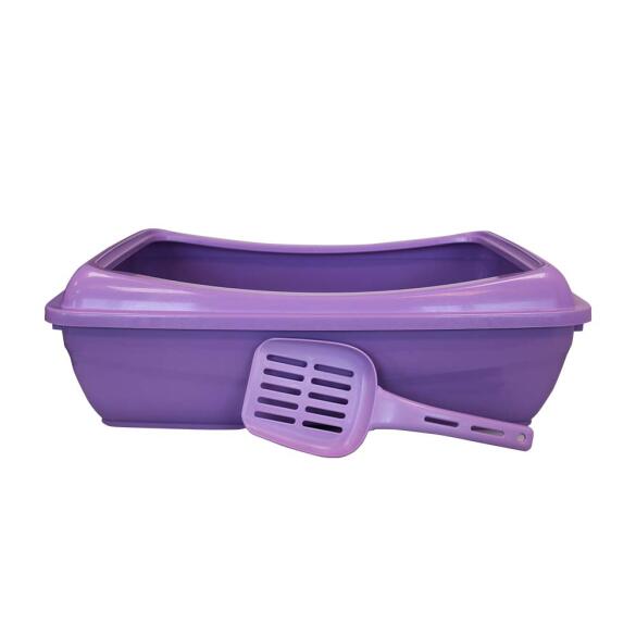 Лоток Favorite Атонго для кошек с бортом и совком Фиолетовый 49*37,5*15см
